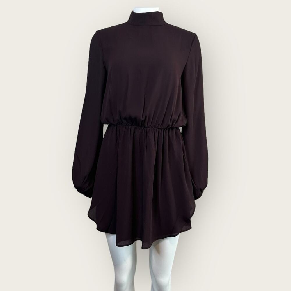 NWT | Krisa | Mock Long Sleeve Mini Dress | Brown | Medium